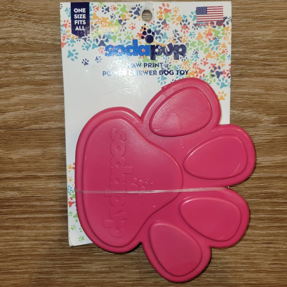 SodaPup Paw Print Power Chewer Dog Toy Pink New